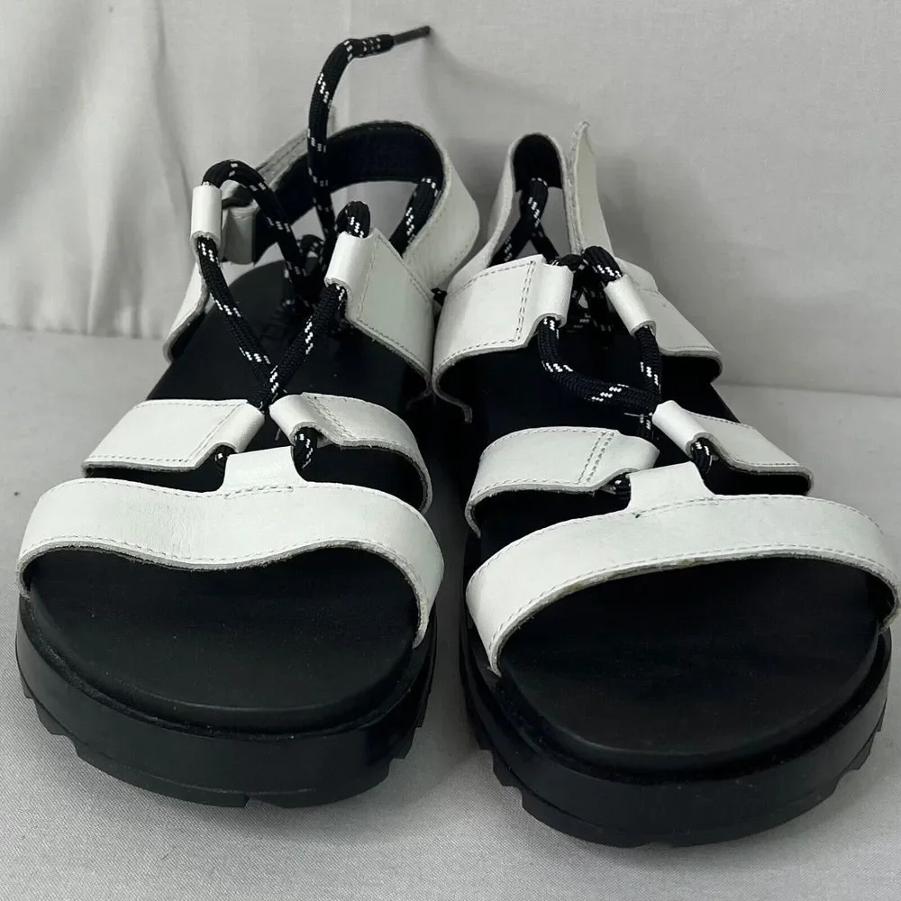 Sorel Hiking Sandals Womens Sz 8.5 White Roaming Leather Lace Up Gladiator Shoes